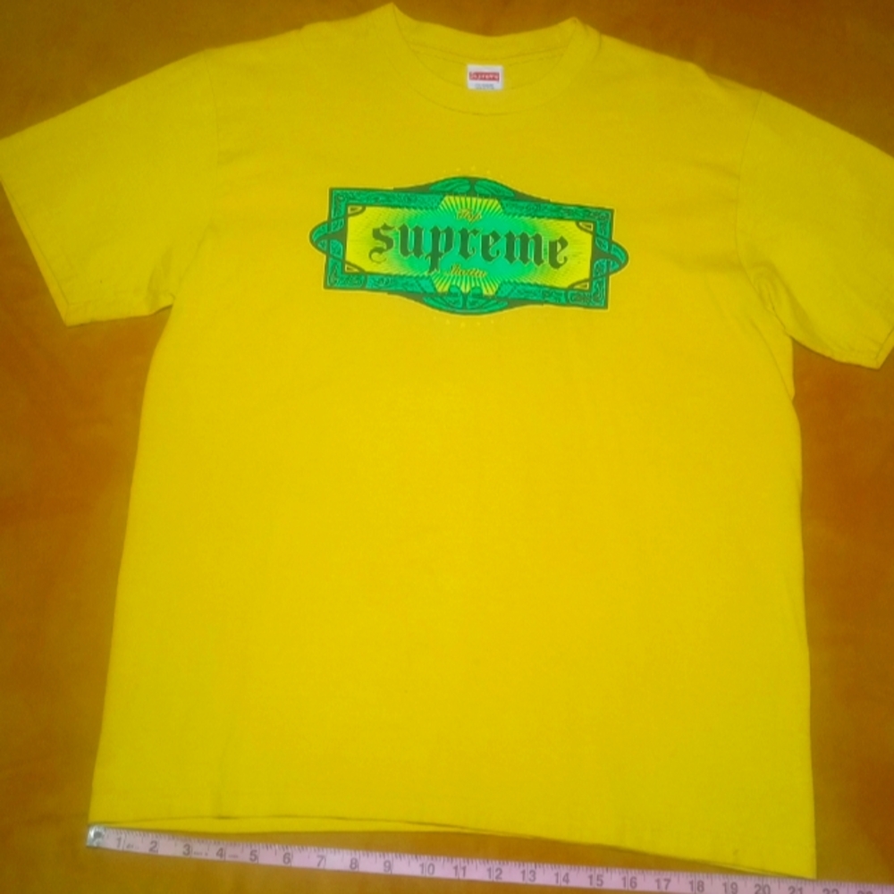 Supreme Top Shottas Medium Yellow Green Short Sleeve Shirt